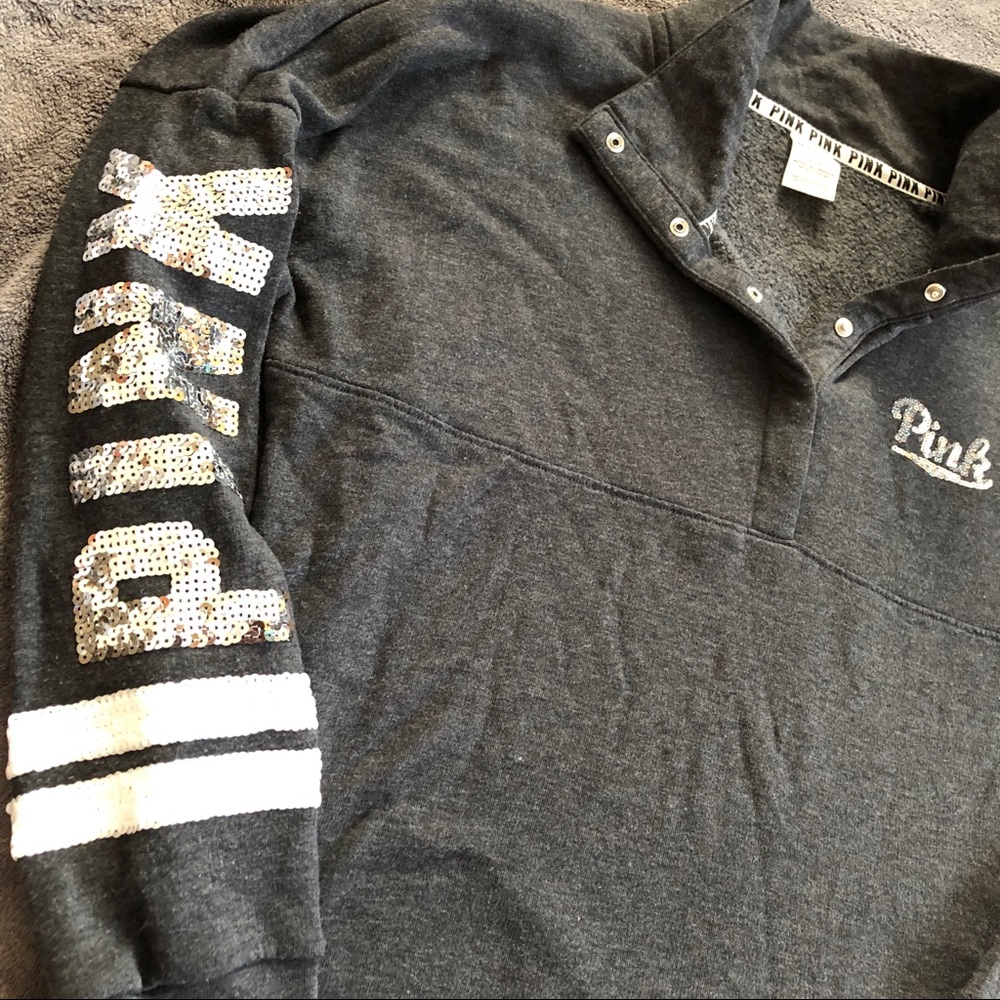 SOLD ❌ PINK VS Boyfriend Varsity Bling Pull Over - Picture 2 of 8